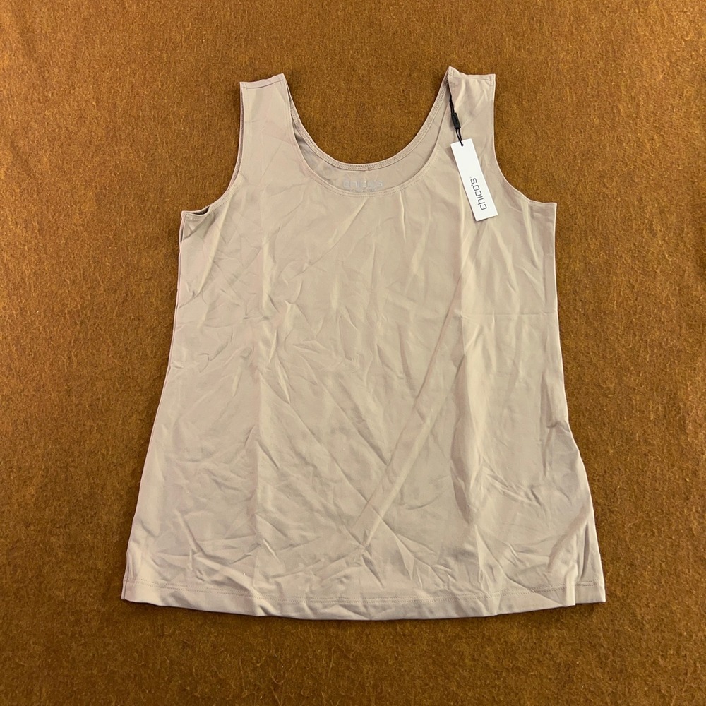 Chico's Womens 1 US Medium Soft Latte Microfiber Contemporary Tank Top NWT